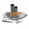 Set de bucătărie 19 piese Oliver Voltz OV51612BG, cuțite, ustensile din silicon, organizator, tăietor, gri