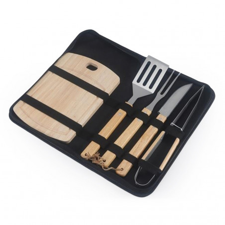 Set de ustensile pentru grătar Oliver Voltz OV51710B, 6 piese, oțel inoxidabil, geantă de depozitare, negru