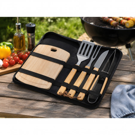 Set de ustensile pentru grătar Oliver Voltz OV51710B, 6 piese, oțel inoxidabil, geantă de depozitare, negru