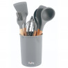 Set ustensile de bucatarie cu suport Oliver Voltz OV51612CG, 8 piese, Silicon, Rezistent la temperaturi ridicate, Suport, Gri