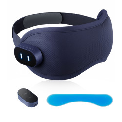 Aparat de masaj pentru ochi Medivon Horizon HYPNOS, 6 W, mod de încălzire și răcire, vibrații, reduce tensiunea musculară, Bluetooth, albastru închis