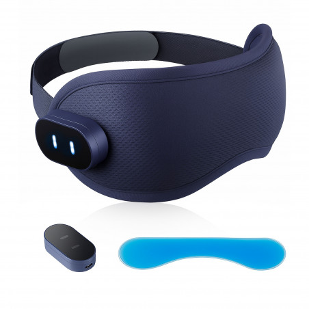 Aparat de masaj pentru ochi Medivon Horizon HYPNOS, 6 W, mod de încălzire și răcire, vibrații, reduce tensiunea musculară, Bluetooth, albastru închis