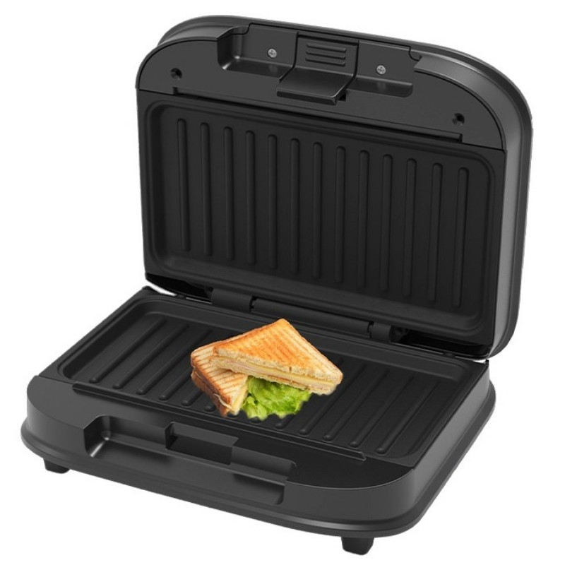 Sandwich maker Oliver Voltz OV51442Q, 700 W, Grill, Placi antiaderente, Deschidere la 105°, Negru