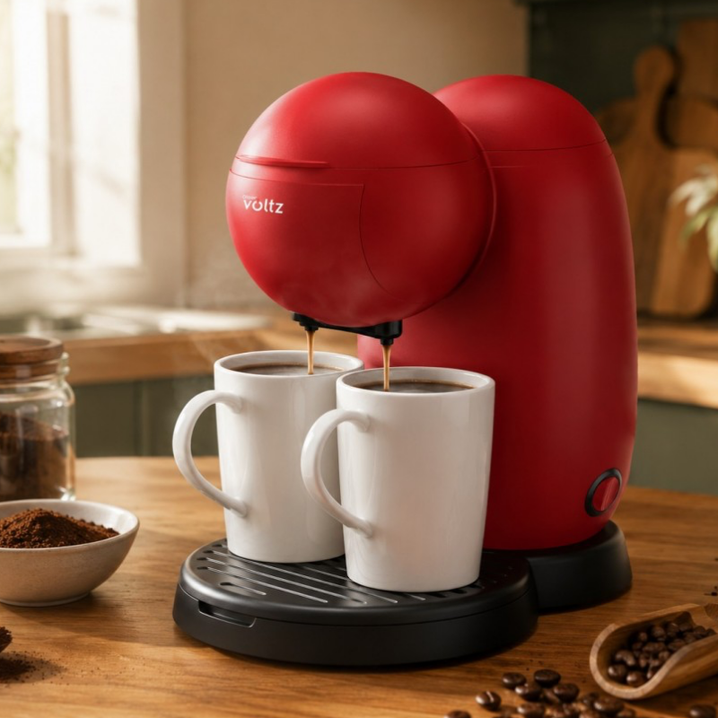 Aparat de cafea Oliver Voltz OV51170G, 450 W, 300 ml, 2 cești din ceramică, roșu