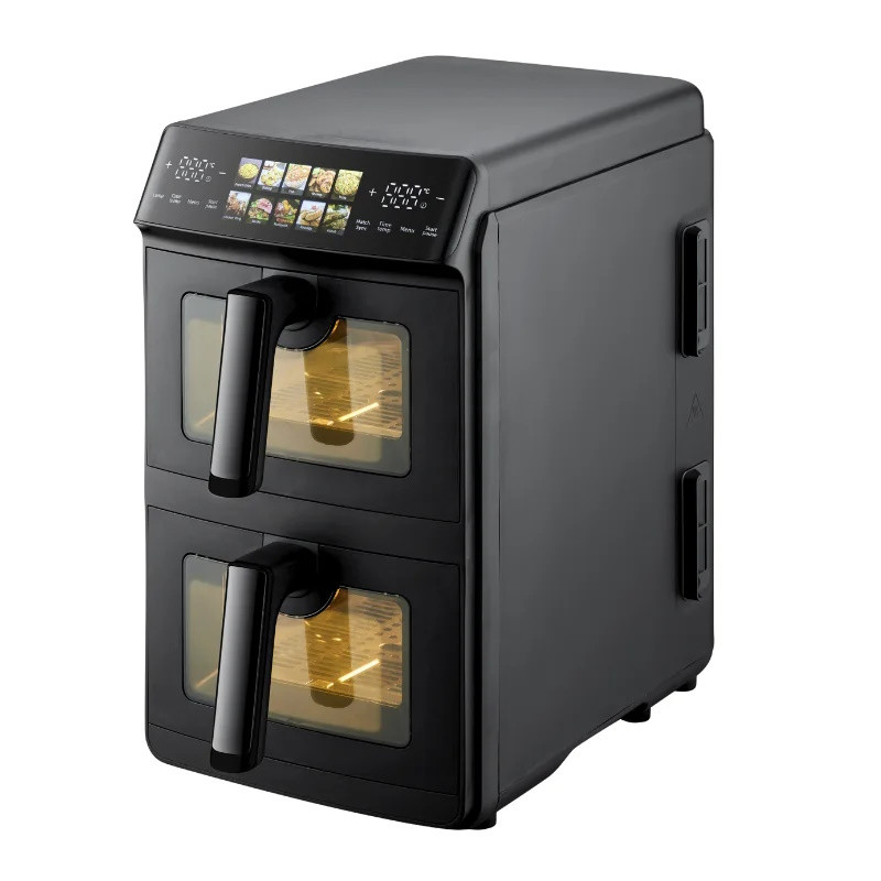 Friteuză dublă cu aer cald Just Perfecto JP-AF10DB, 2600 W, 10 l, 10 programe, 80-200 °C, circulație rapidă a aerului cald, gătire sincronizată, negru