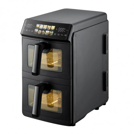 Friteuză dublă cu aer cald Just Perfecto JP-AF10DB, 2600 W, 10 l, 10 programe, 80-200 °C, circulație rapidă a aerului cald, gătire sincronizată, negru