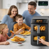 Friteuză dublă cu aer cald Just Perfecto JP-AF10DB, 2600 W, 10 l, 10 programe, 80-200 °C, circulație rapidă a aerului cald, gătire sincronizată, negru