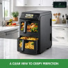 Friteuză dublă cu aer cald Just Perfecto JP-AF10DB, 2600 W, 10 l, 10 programe, 80-200 °C, circulație rapidă a aerului cald, gătire sincronizată, negru