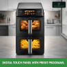 Friteuză dublă cu aer cald Just Perfecto JP-AF10DB, 2600 W, 10 l, 10 programe, 80-200 °C, circulație rapidă a aerului cald, gătire sincronizată, negru