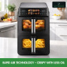 Friteuză dublă cu aer cald Just Perfecto JP-AF10DB, 2600 W, 10 l, 10 programe, 80-200 °C, circulație rapidă a aerului cald, gătire sincronizată, negru