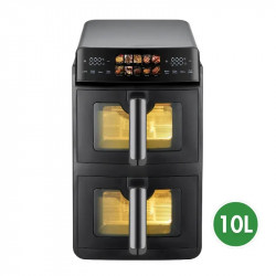 Friteuză dublă cu aer cald Just Perfecto JP-AF10DB, 2600 W, 10 l, 10 programe, 80-200 °C, circulație rapidă a aerului cald, gătire sincronizată, negru