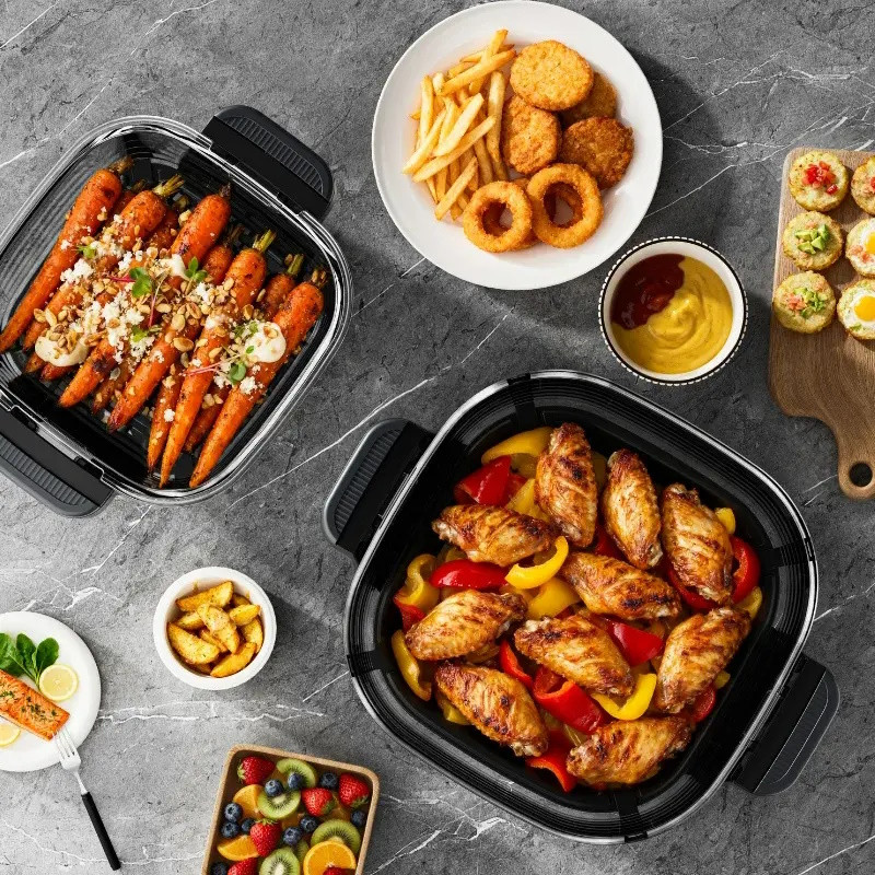 Friteuză cu aer cald Just Perfecto JP-AF4GL, 1500 W, 1,5/4 l, 8 programe, 80-200 °C, circulație a aerului cald la 360°, structură din sticlă rezistentă la temperaturi ridicate, negru