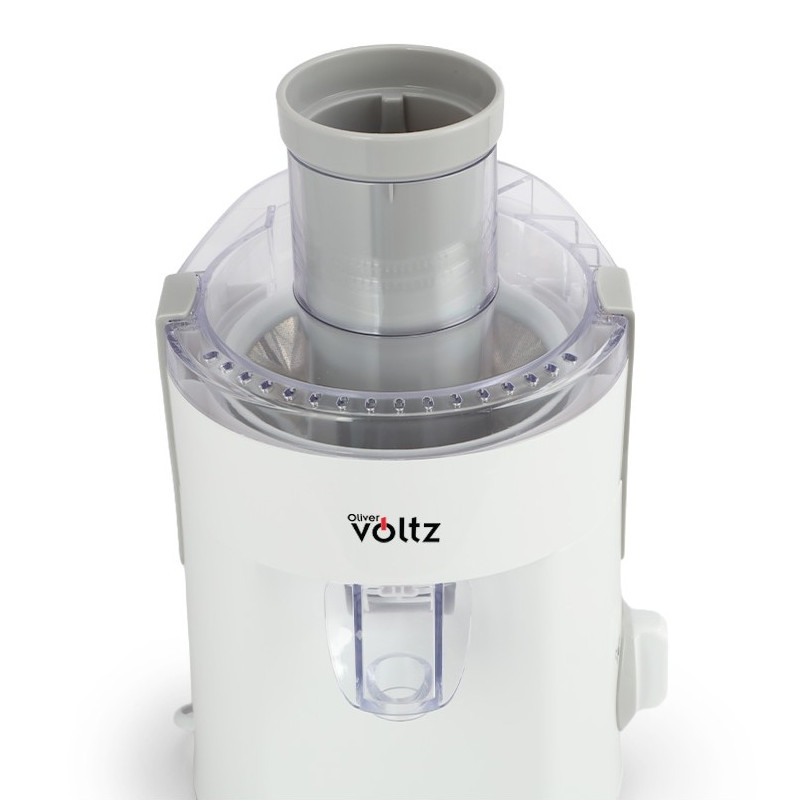 Storcator de fructe Oliver Voltz OV51160C, 400 W, 600 ml, 2 trepte, Recipient pentru resturi, Silentios, Alb