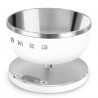 Cântar de bucătărie Smeg Collezione KSC01WHMWW, până la 5 kg/5 l, funcție TARE, afișaj LED, bază antiderapantă, autonomie de până la 36 de ore, alb mat