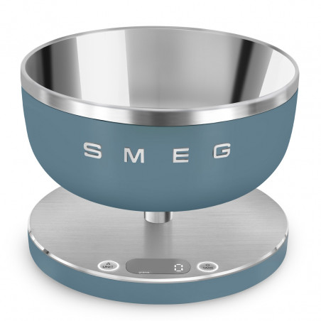 Cântar de bucătărie Smeg Collezione KSC01SBMWW, până la 5 kg/5 l, funcție TARE, afișaj LED, bază antiderapantă, autonomie de până la 36 de ore, albastru furtunos