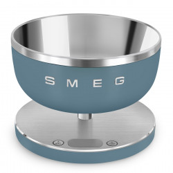 Cântar de bucătărie Smeg Collezione KSC01SBMWW, până la 5 kg/5 l, funcție TARE, afișaj LED, bază antiderapantă, autonomie de până la 36 de ore, albastru furtunos