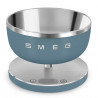 Cântar de bucătărie Smeg Collezione KSC01SBMWW, până la 5 kg/5 l, funcție TARE, afișaj LED, bază antiderapantă, autonomie de până la 36 de ore, albastru furtunos