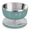 Cântar de bucătărie Smeg Collezione KSC01EGMWW, până la 5 kg/5 l, funcție TARE, afișaj LED, bază antiderapantă, autonomie de până la 36 de ore, verde smarald
