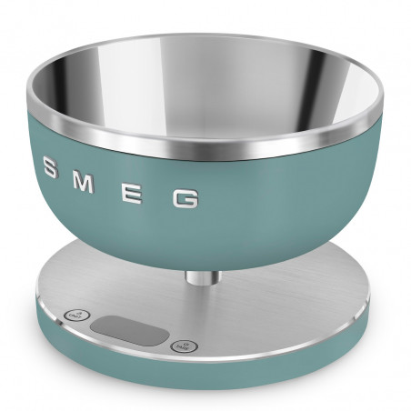 Cântar de bucătărie Smeg Collezione KSC01EGMWW, până la 5 kg/5 l, funcție TARE, afișaj LED, bază antiderapantă, autonomie de până la 36 de ore, verde smarald