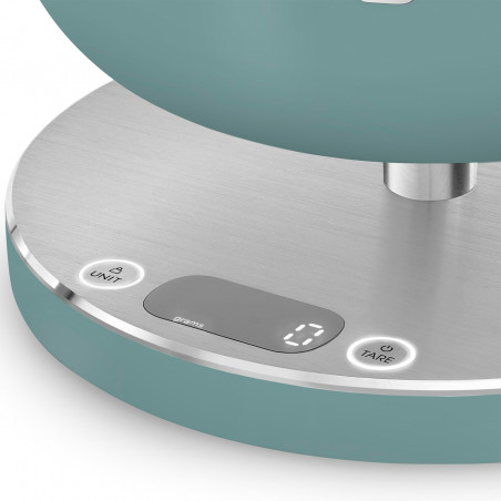 Cântar de bucătărie Smeg Collezione KSC01EGMWW, până la 5 kg/5 l, funcție TARE, afișaj LED, bază antiderapantă, autonomie de până la 36 de ore, verde smarald