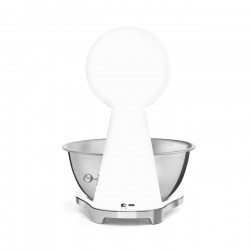Cântar de bucătărie Smeg KSF01WHWW, afișaj analogic și digital, până la 5 kg/5 l, funcție TARA, afișaj LED, bază antiderapantă, autonomie de până la 36 de ore, alb mat