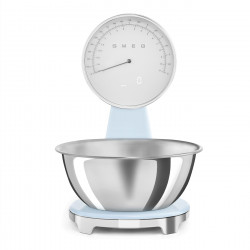 Cântar de bucătărie Smeg KSF01PBWW, afișaj analogic și digital, până la 5 kg/5 l, funcție TARA, afișaj LED, bază antiderapantă, autonomie de până la 36 de ore, albastru pastel