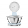 Cântar de bucătărie Smeg KSF01PBWW, afișaj analogic și digital, până la 5 kg/5 l, funcție TARA, afișaj LED, bază antiderapantă, autonomie de până la 36 de ore, albastru pastel