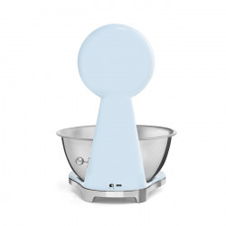 Cântar de bucătărie Smeg KSF01PBWW, afișaj analogic și digital, până la 5 kg/5 l, funcție TARA, afișaj LED, bază antiderapantă, autonomie de până la 36 de ore, albastru pastel