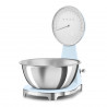 Cântar de bucătărie Smeg KSF01PBWW, afișaj analogic și digital, până la 5 kg/5 l, funcție TARA, afișaj LED, bază antiderapantă, autonomie de până la 36 de ore, albastru pastel