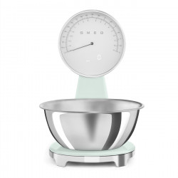 Cântar de bucătărie Smeg KSF01PGWW, afișaj analogic și digital, până la 5 kg/5 l, funcție TARA, afișaj LED, bază antiderapantă, autonomie de până la 36 de ore, verde pastel