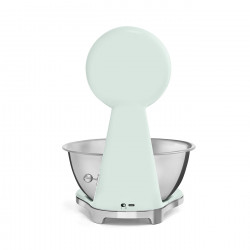 Cântar de bucătărie Smeg KSF01PGWW, afișaj analogic și digital, până la 5 kg/5 l, funcție TARA, afișaj LED, bază antiderapantă, autonomie de până la 36 de ore, verde pastel