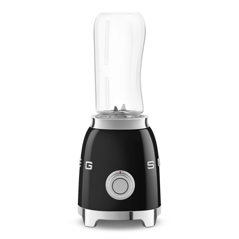 Blender Smeg PBF01BLEU, 300 W, 2 x 600 ml, 20 000–24 000 rpm, bază antiderapantă, fără BPA, oțel inoxidabil, negru