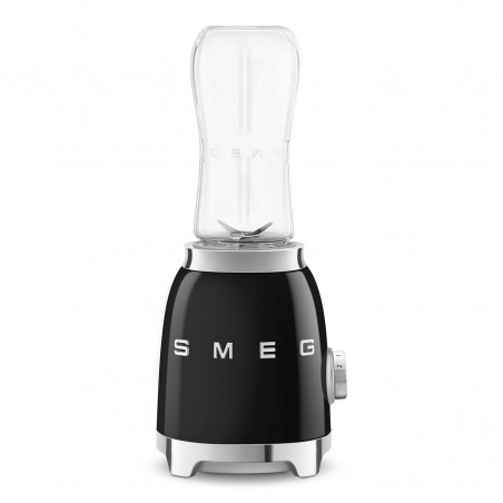 Blender Smeg PBF01BLEU, 300 W, 2 x 600 ml, 20 000–24 000 rpm, bază antiderapantă, fără BPA, oțel inoxidabil, negru
