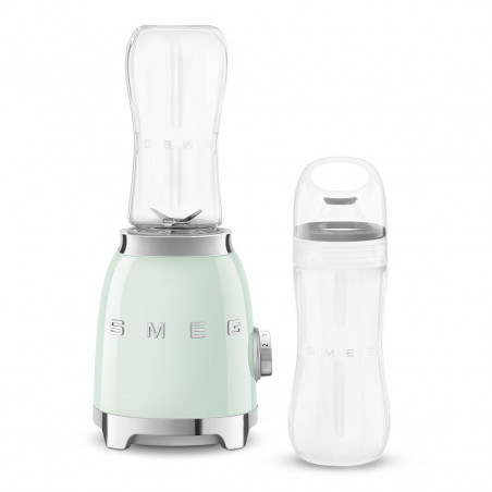 Blender Smeg PBF01PGEU, 300 W, 2 x 600 ml, 20 000–24 000 rpm, bază antiderapantă, fără BPA, oțel inoxidabil, verde pastel