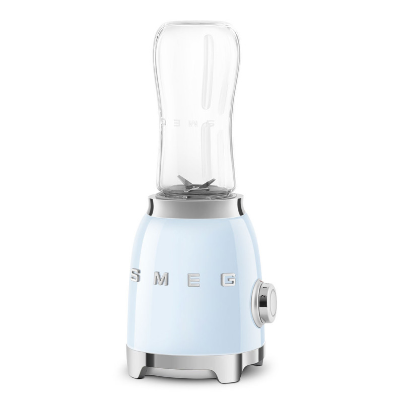 Blender Smeg PBF01PBEU, 300 W, 2 x 600 ml, 20 000–24 000 rpm, bază antiderapantă, fără BPA, oțel inoxidabil, albastru pastel