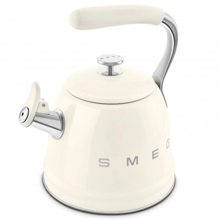 Ceainic cu fluier Smeg WKF01CR, 2,3 l, Inducție, Mâner care nu se încălzește, Oțel, Crem