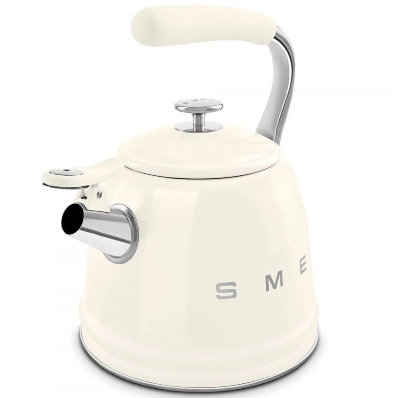 Ceainic cu fluier Smeg WKF01CR, 2,3 l, Inducție, Mâner care nu se încălzește, Oțel, Crem