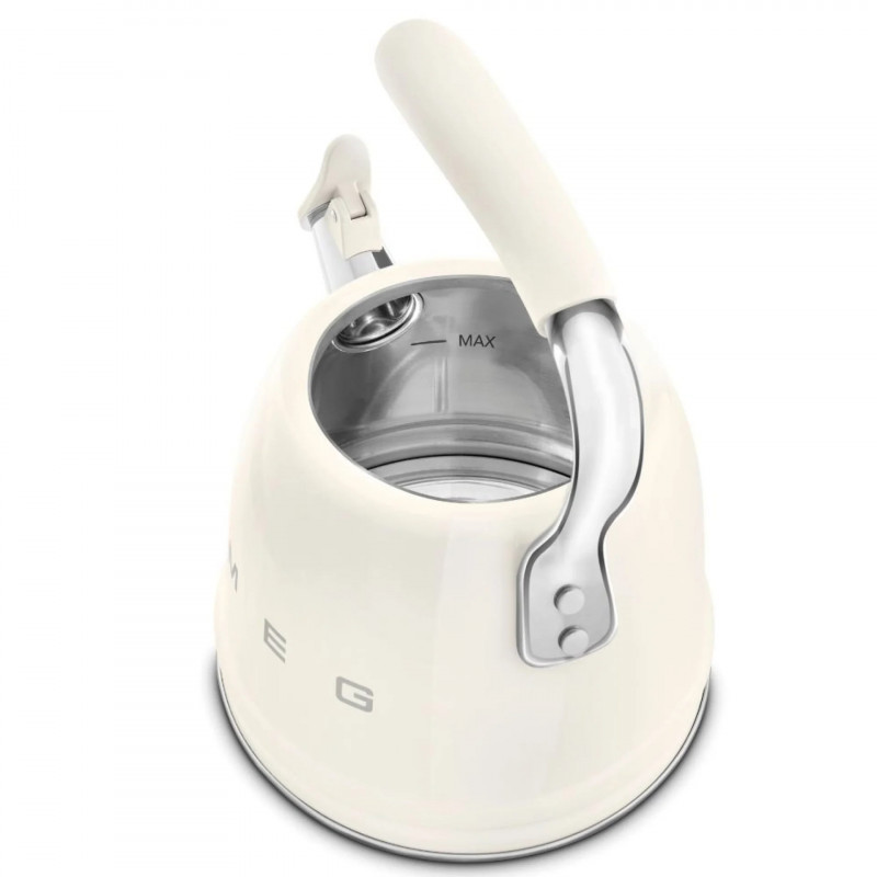 Ceainic cu fluier Smeg WKF01CR, 2,3 l, Inducție, Mâner care nu se încălzește, Oțel, Crem