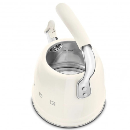 Ceainic cu fluier Smeg WKF01CR, 2,3 l, Inducție, Mâner care nu se încălzește, Oțel, Crem