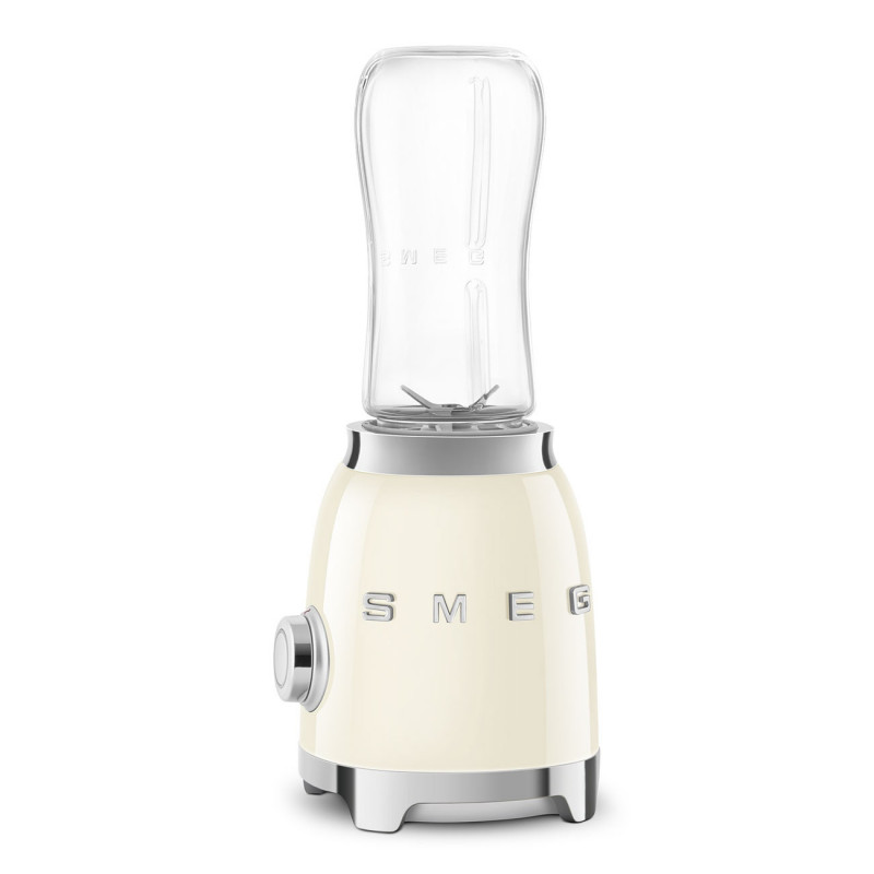 Blender Smeg PBF01CREU, 300 W, 2 x 600 ml, 20 000–24 000 rpm, bază antiderapantă, fără BPA, oțel inoxidabil, crem