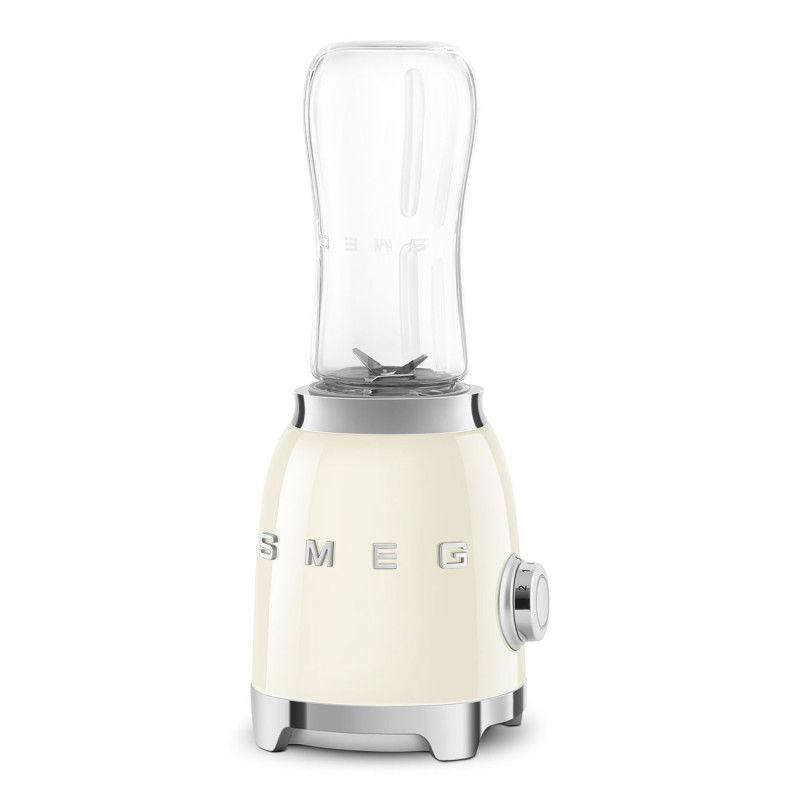 Blender Smeg PBF01CREU, 300 W, 2 x 600 ml, 20 000–24 000 rpm, bază antiderapantă, fără BPA, oțel inoxidabil, crem