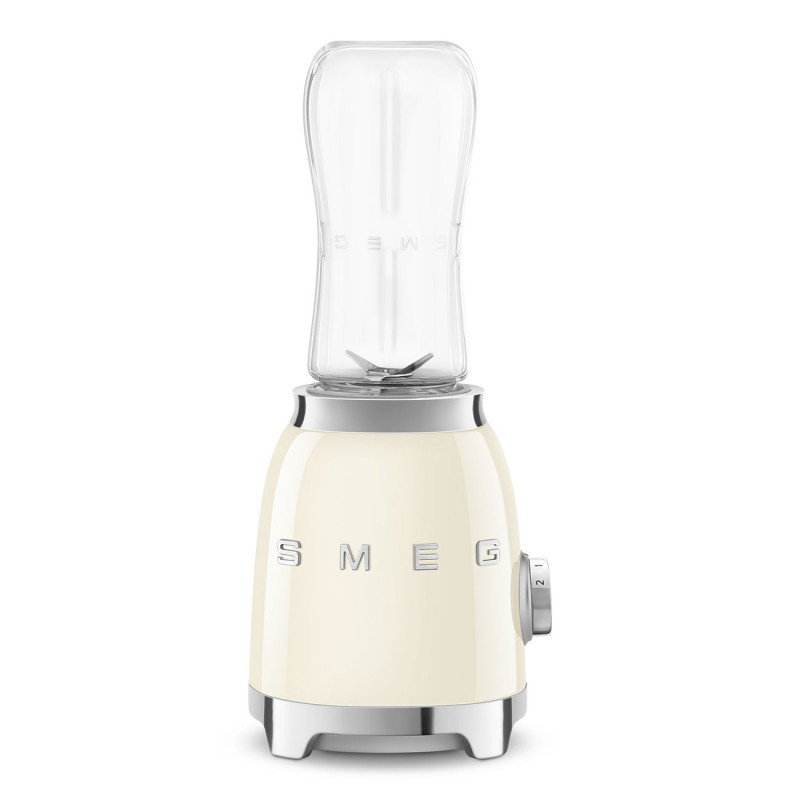 Blender Smeg PBF01CREU, 300 W, 2 x 600 ml, 20 000–24 000 rpm, bază antiderapantă, fără BPA, oțel inoxidabil, crem