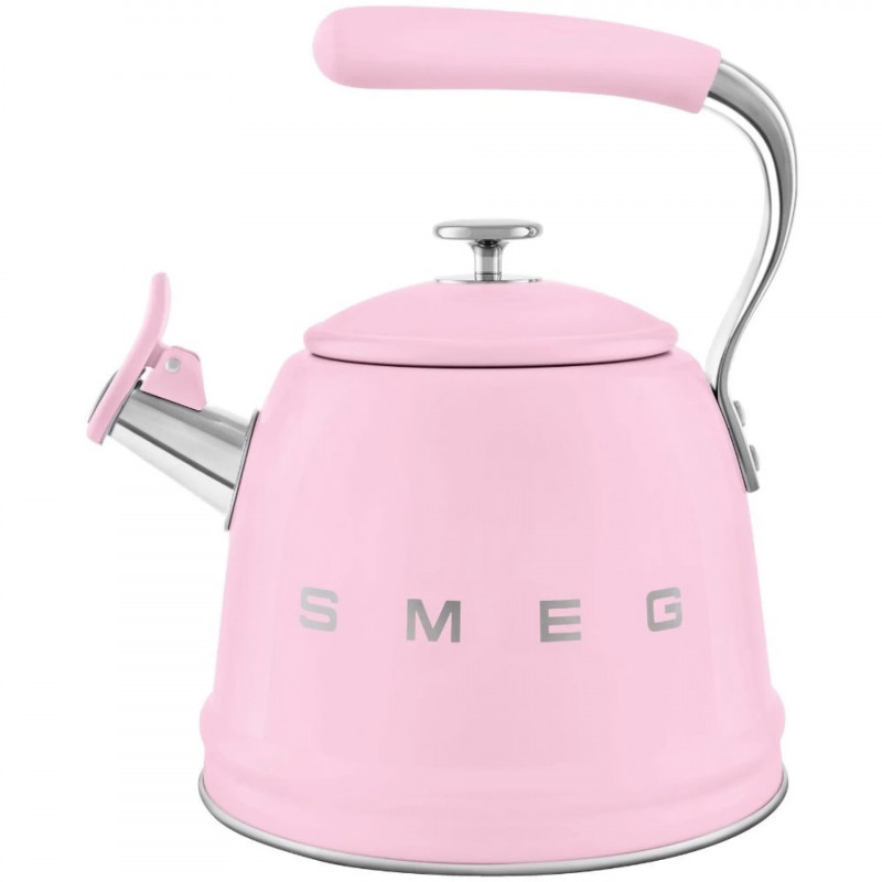 Ceainic cu fluier Smeg WKF01PK, 2,3 l, Inducție, Mâner care nu se încălzește, Oțel, Roz