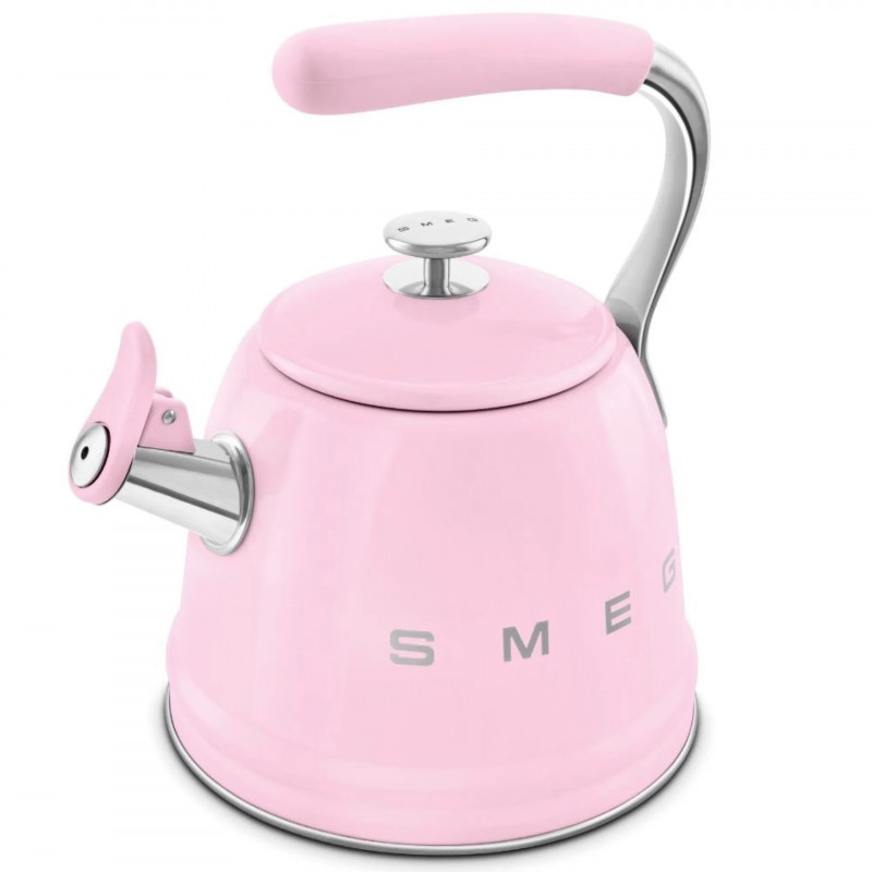 Ceainic cu fluier Smeg WKF01PK, 2,3 l, Inducție, Mâner care nu se încălzește, Oțel, Roz