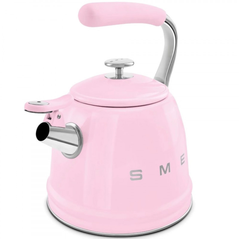 Ceainic cu fluier Smeg WKF01PK, 2,3 l, Inducție, Mâner care nu se încălzește, Oțel, Roz
