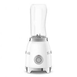 Blender Smeg PBF01WHEU, 300 W, 2 x 600 ml, 20 000–24 000 rpm, bază antiderapantă, fără BPA, oțel inoxidabil, alb