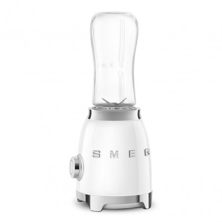 Blender Smeg PBF01WHEU, 300 W, 2 x 600 ml, 20 000–24 000 rpm, bază antiderapantă, fără BPA, oțel inoxidabil, alb