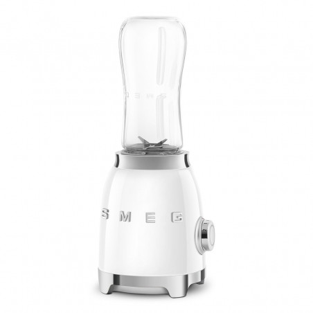 Blender Smeg PBF01WHEU, 300 W, 2 x 600 ml, 20 000–24 000 rpm, bază antiderapantă, fără BPA, oțel inoxidabil, alb