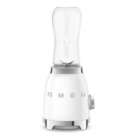 Blender Smeg PBF01WHEU, 300 W, 2 x 600 ml, 20 000–24 000 rpm, bază antiderapantă, fără BPA, oțel inoxidabil, alb