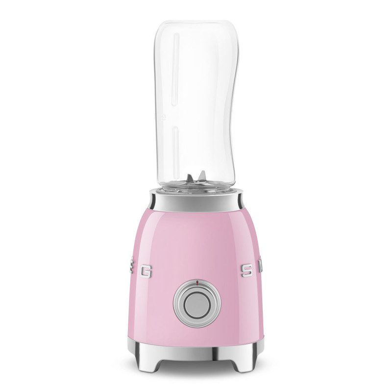 Blender Smeg PBF01PKEU, 300 W, 2 x 600 ml, 20 000–24 000 rpm, bază antiderapantă, fără BPA, oțel inoxidabil, roz